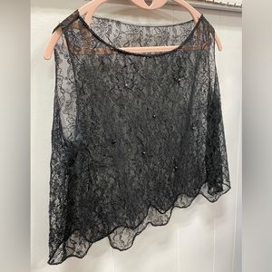 Black Sheer Lace Beaded Embellished Crop Top